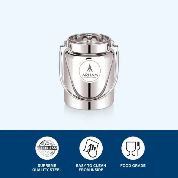 Stainless_Steel_Imperia_Heavy_Gauge_Hammered_Oil_Can_Pipe_Handle_With_Inner_Lid,_Ghee_Container,_Can_For_Storing_Liquid