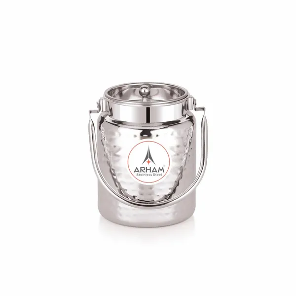 Stainless_Steel_Imperia_Heavy_Gauge_Hammered_Oil_Can_Pipe_Handle_With_Inner_Lid,_Ghee_Container,_Can_For_Storing_Liquid
