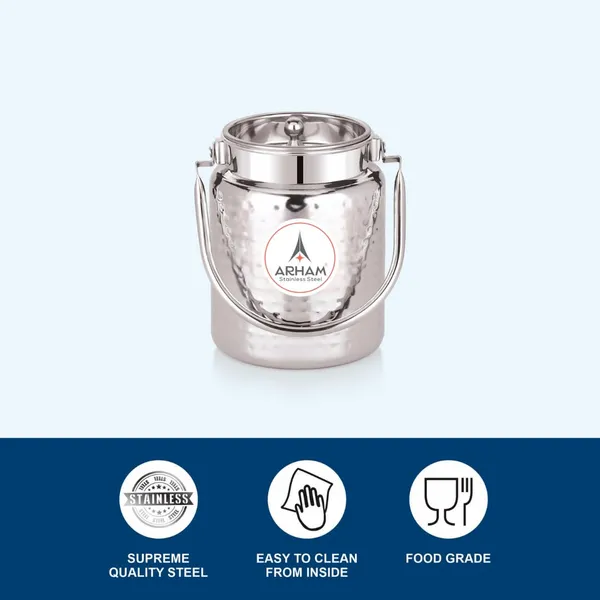 Stainless_Steel_Imperia_Heavy_Gauge_Hammered_Oil_Can_Pipe_Handle_With_Inner_Lid,_Ghee_Container,_Can_For_Storing_Liquid