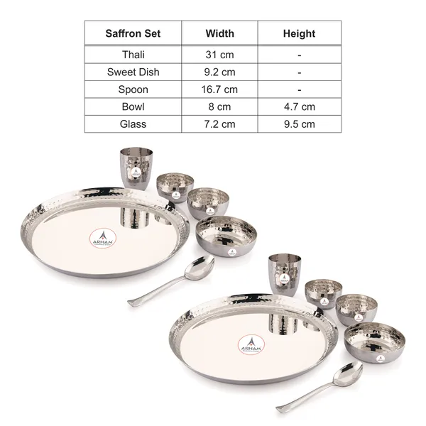 Stainless_Steel_Hammered_Premium_Saffron_Thali_Set_(Pack_Of_2)_(Standard_Size)