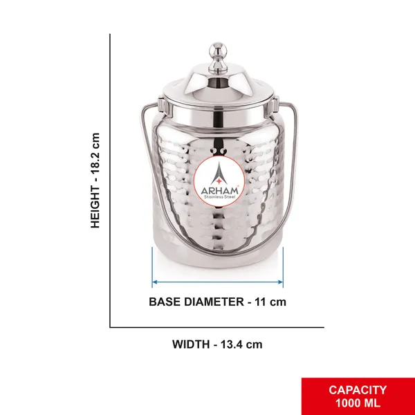 Stainless_Steel_Hammered_Heavy_Gauge_Akhand_(Jointless)_Barni,_Milk_Can,_Ghee_Container,_Can_For_Storing_Liquid_(With_Upper_Lid)