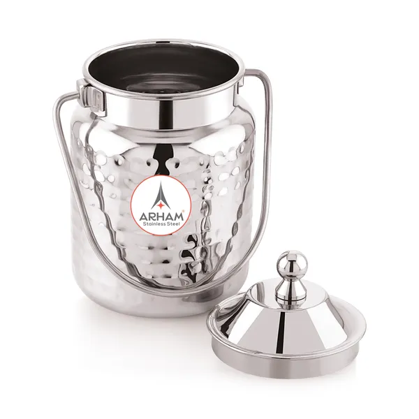 Stainless_Steel_Hammered_Heavy_Gauge_Akhand_(Jointless)_Barni,_Milk_Can,_Ghee_Container,_Can_For_Storing_Liquid_(With_Upper_Lid)