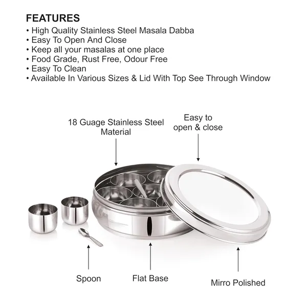 Stainless_Steel_Premium_Orange_Shape_Masala_(Spice)_Box_With_7_Containers_And_Small_Polish_Spoon_&_Plain_Lid