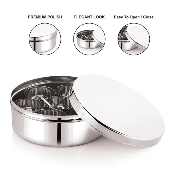 Stainless_Steel_Premium_Orange_Shape_Masala_(Spice)_Box_With_7_Containers_And_Small_Polish_Spoon_&_Plain_Lid