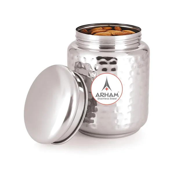 Stainless_Steel_Hammered_Multipurpose_Airtight_Thread_Lock_Lid_Storage_Jar_For_Kitchen