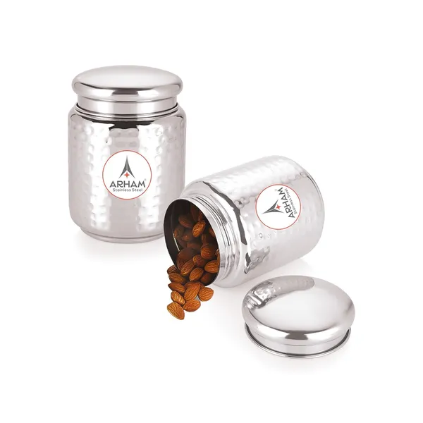 Stainless_Steel_Hammered_Multipurpose_Airtight_Thread_Lock_Lid_Storage_Jar_For_Kitchen