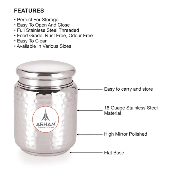Stainless_Steel_Hammered_Multipurpose_Airtight_Thread_Lock_Lid_Storage_Jar_For_Kitchen