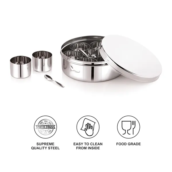Stainless_Steel_Premium_Sober_Shape_Masala_(Spice)_Box_With_7_Containers_And_Small_Polish_Spoon_&_Plain_Lid