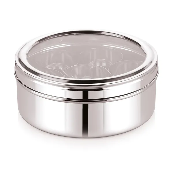 Stainless_Steel_Premium_Sober_Shape_Masala_(Spice)_Box_With_7_Containers_And_Small_Polish_Spoon_&_Top_See_Through_Lid