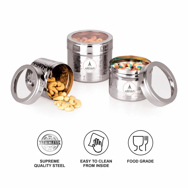 Stainless_Steel_Hammered_Premium_Mini_Storage_Containers_(Pack_Of_3)_(550_Ml_|_400_Ml_|_280_Ml)
