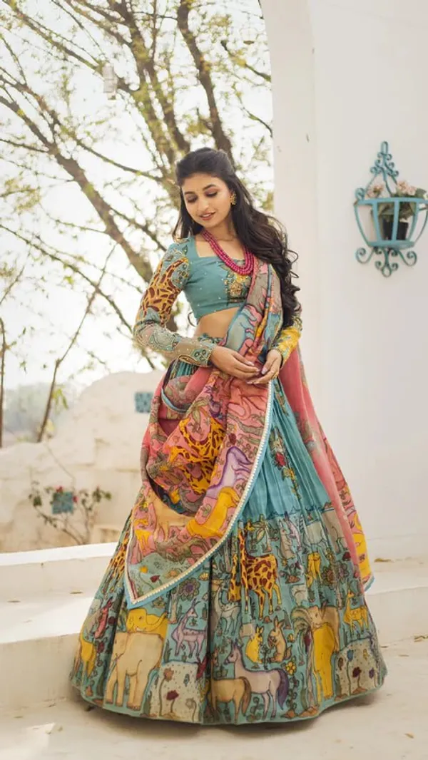 Blue_Fully_Stitched_Kalamkari_Lehenga_Choli_Set_–_Traditional_Ethnic_Wear_for_Women