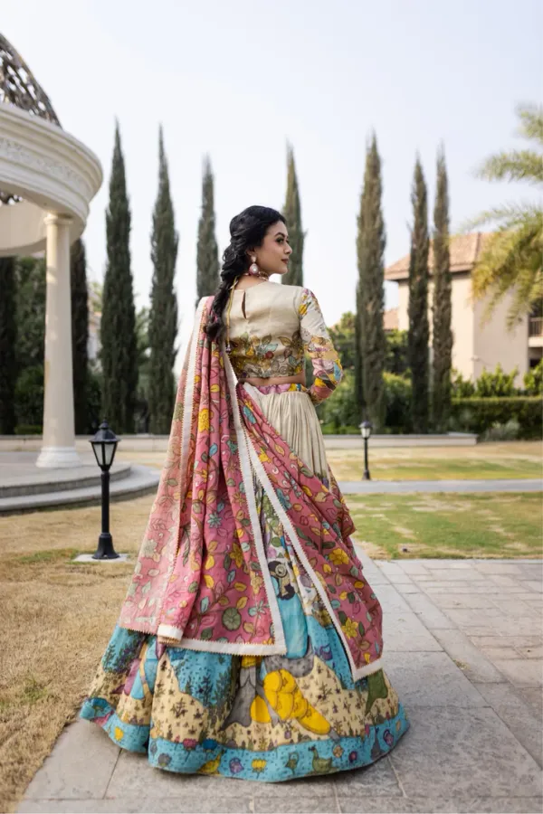 Kalamkari_Print_With_Hand_Work_Fully_Stitched_Lehenga_Choli