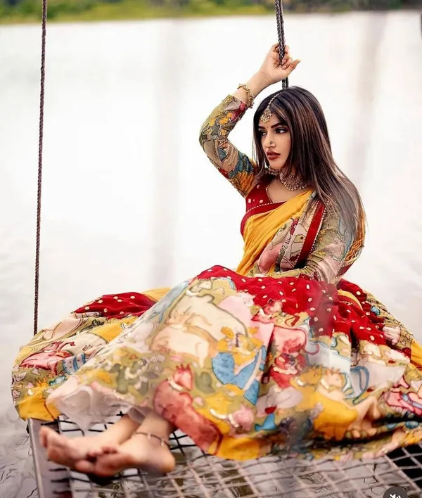Red_Timeless_Kalamkari_Print_Lehenga_Choli_With_Dupatta_Set