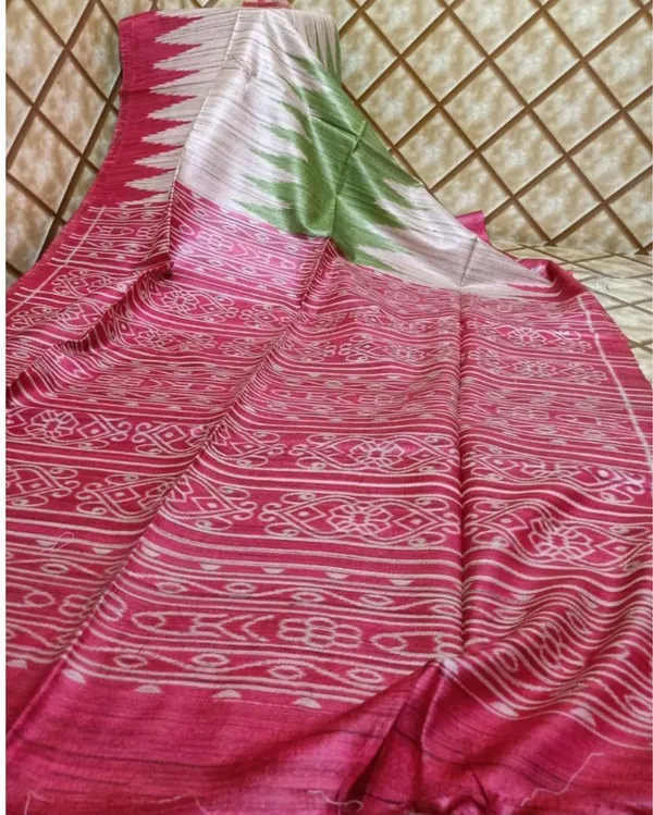 Silkmark_Tussar_Misty_Blockprint_Beige_Saree