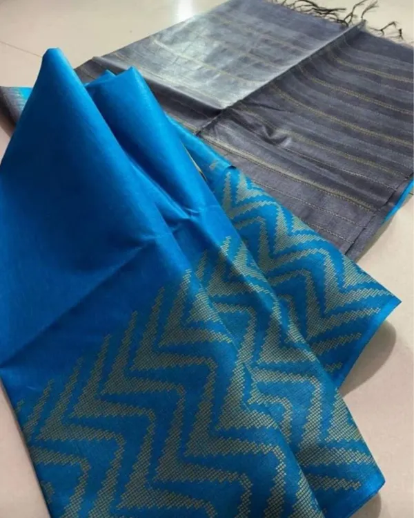 Stimulating_Chanderi_Silk_Blue_Saree