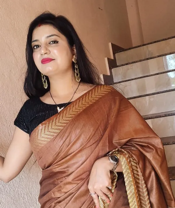 Joyful_Chanderi_Silk_Brown_Saree