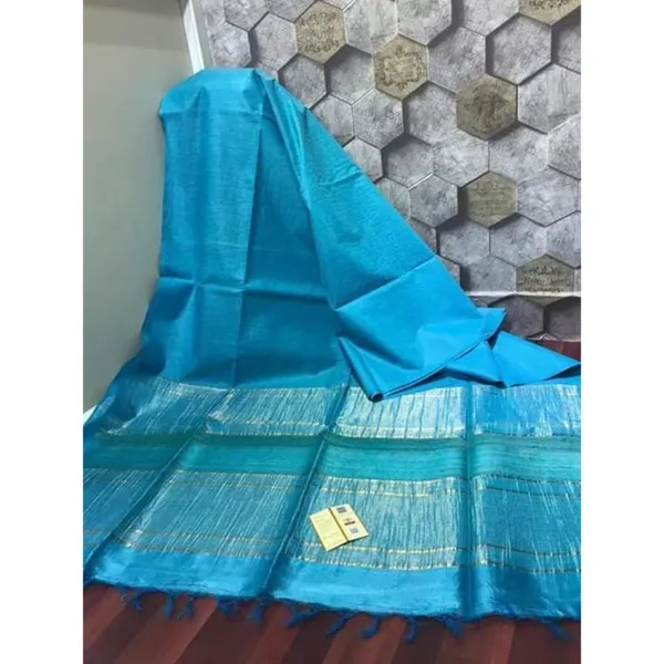 Silkmark_Blissful_Pure_Eri_Tussar_Silk_Blue_Saree