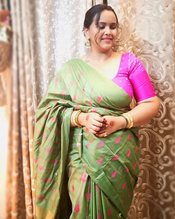 Silkmark_Timeless_Eri_Tussar_Silk_Embroidered_Green_Saree