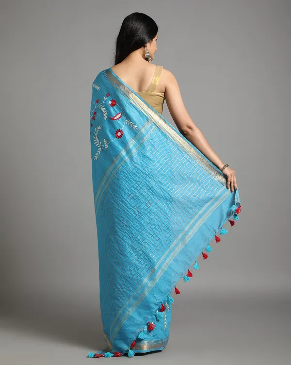 Fanciful_Silk_Linen_Embroidered_Handloom_Blue_Saree