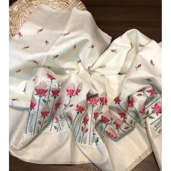 Silkmark_Certified_Pure_Tussar_Modern_Embroidered_White_Saree