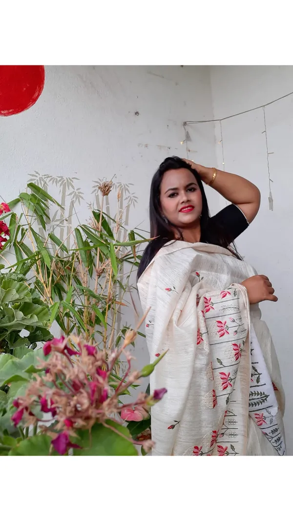 Silkmark_Certified_Pure_Tussar_Modern_Embroidered_White_Saree