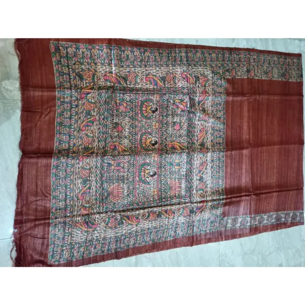 Silkmark_Tussar_Dreamy_Madhubani_Handpainted_Brown_Saree