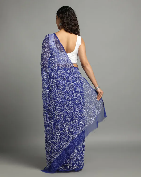 Tepchi_Handwork_Georgette_Work_Blue_Saree