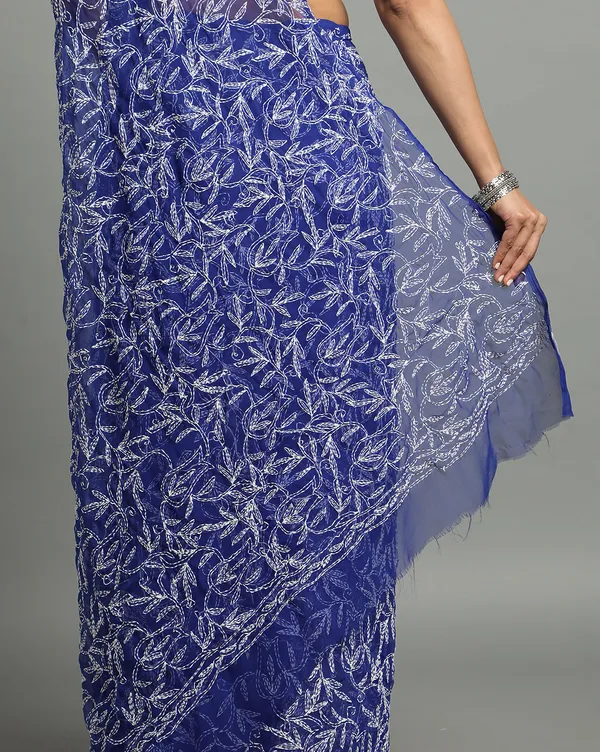 Tepchi_Handwork_Georgette_Work_Blue_Saree