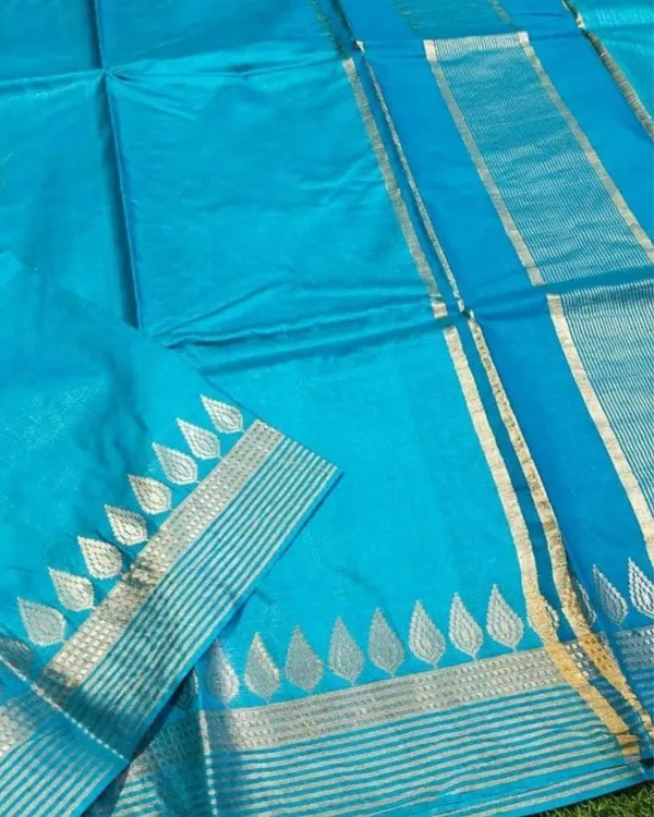 Handcrafted_Lustrous_Kota_Silk_Blue_Jacquard_Saree
