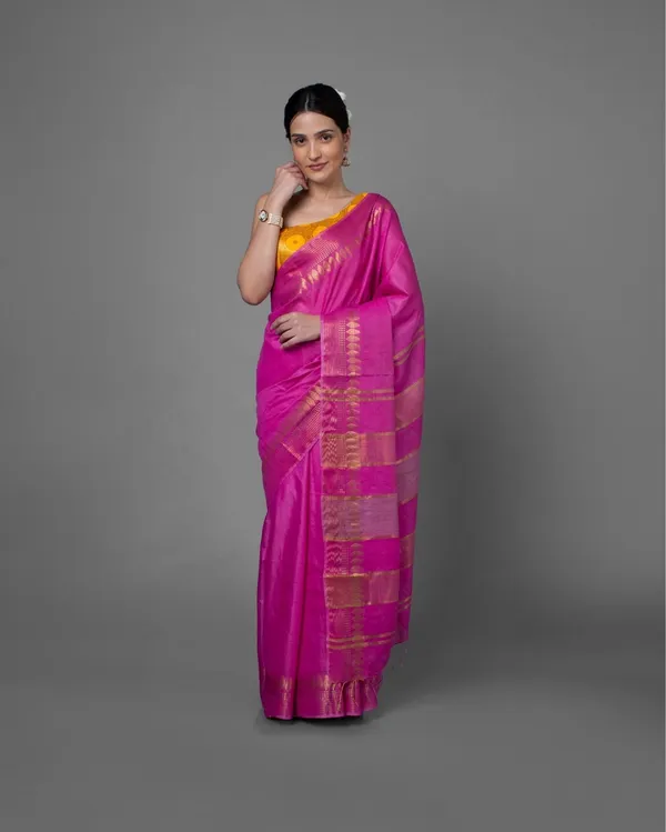 Handcrafted_Pastoral_Kota_Silk_Pink_Jacquard_Saree