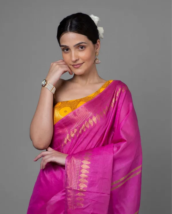 Handcrafted_Pastoral_Kota_Silk_Pink_Jacquard_Saree