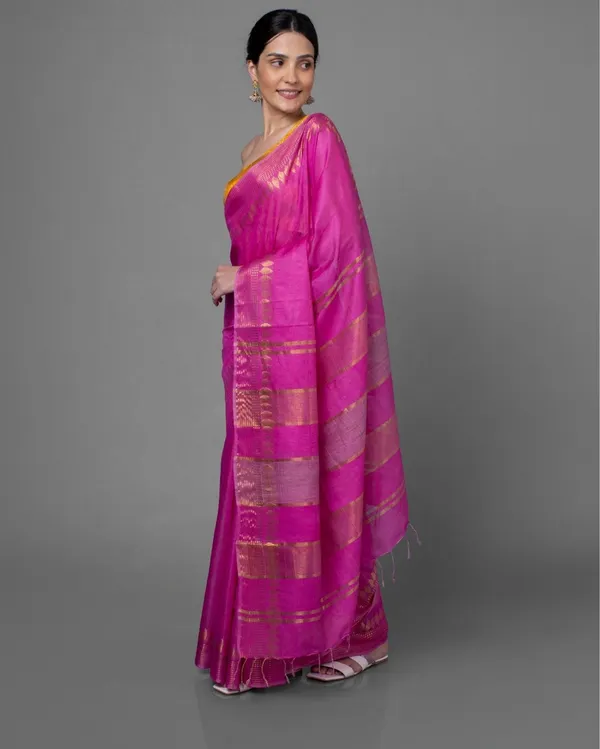 Handcrafted_Pastoral_Kota_Silk_Pink_Jacquard_Saree