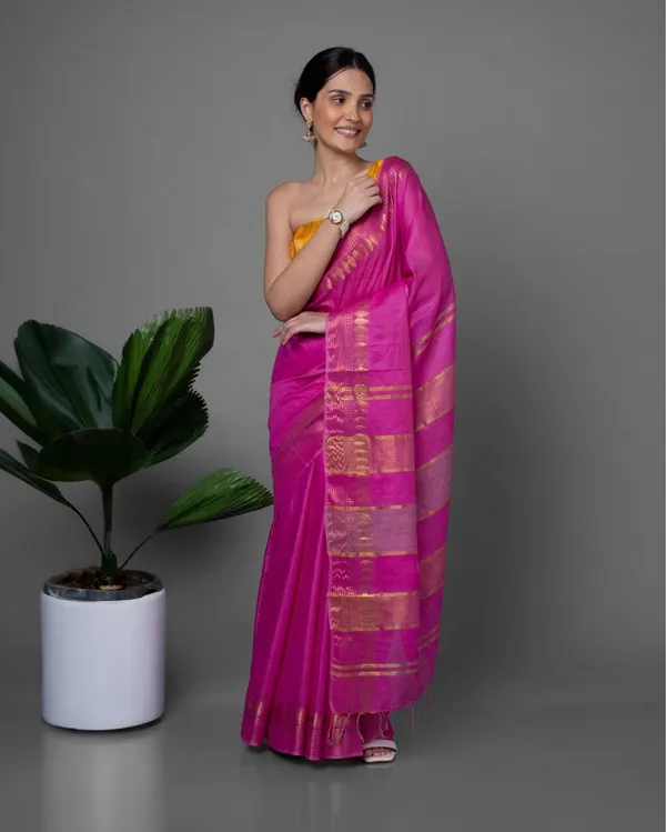 Handcrafted_Pastoral_Kota_Silk_Pink_Jacquard_Saree