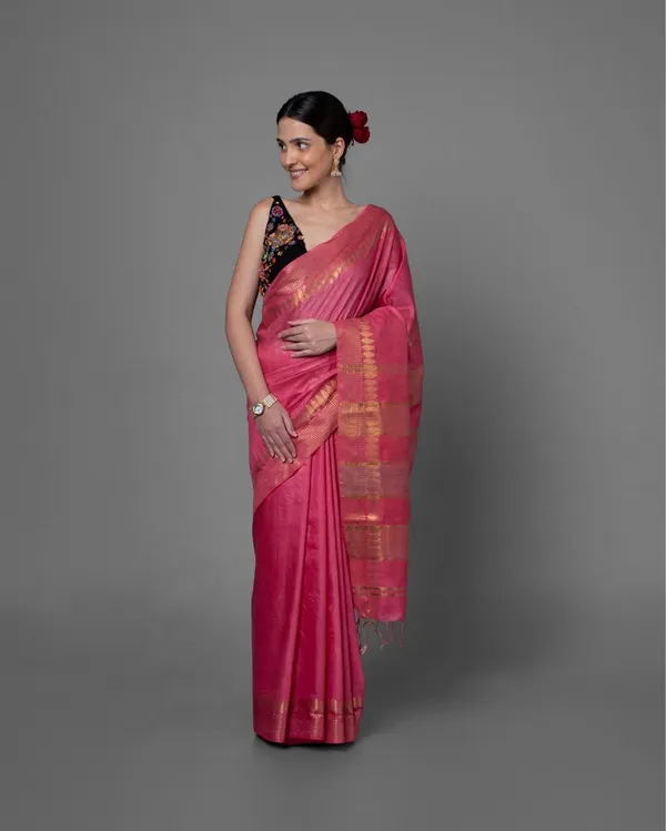 Handcrafted_Precious_Kota_Silk_Pink_Jacquard_Saree