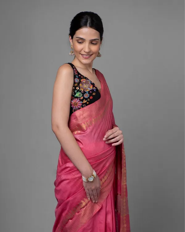 Handcrafted_Precious_Kota_Silk_Pink_Jacquard_Saree