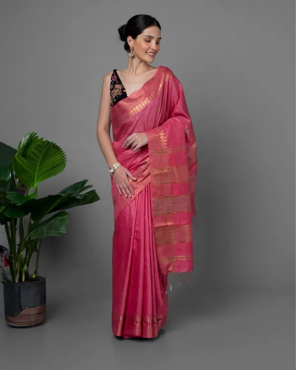 Handcrafted_Precious_Kota_Silk_Pink_Jacquard_Saree