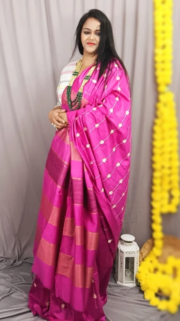 Silkmark_Dazzling_Eri_Tussar_Silk_Embroidered_Pink_Saree
