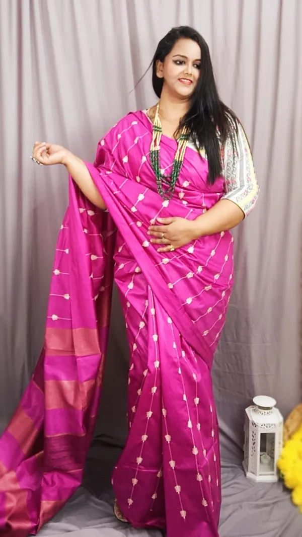 Silkmark_Dazzling_Eri_Tussar_Silk_Embroidered_Pink_Saree