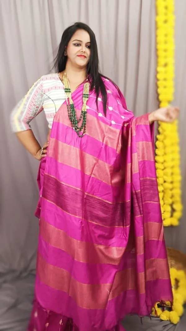 Silkmark_Dazzling_Eri_Tussar_Silk_Embroidered_Pink_Saree