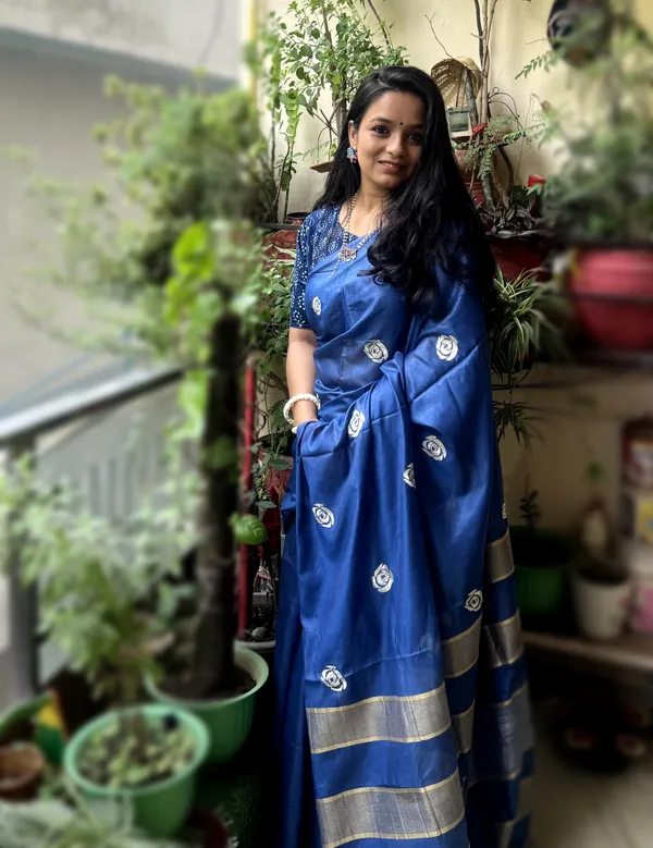 Silkmark_Decorous_Eri_Tussar_Silk_Embroidered_Blue_Saree