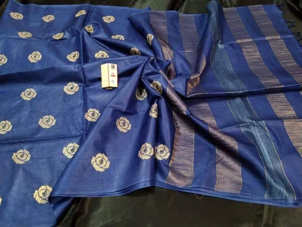 Silkmark_Decorous_Eri_Tussar_Silk_Embroidered_Blue_Saree