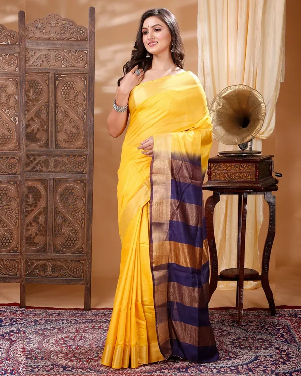 Handcrafted_Kota_Silk_Yellow_&_Blue_Saree
