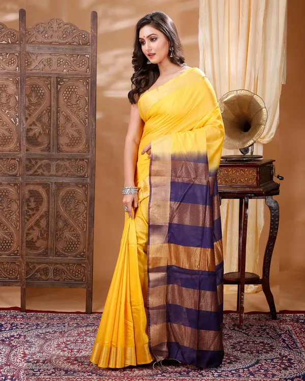 Handcrafted_Kota_Silk_Yellow_&_Blue_Saree