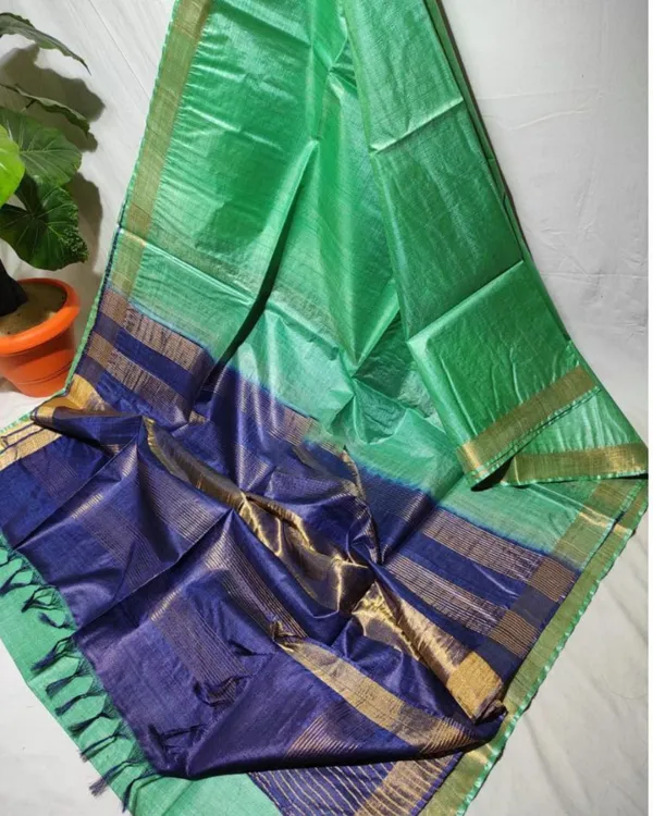 Handcrafted_Kota_Silk_Green_&_Blue_Saree