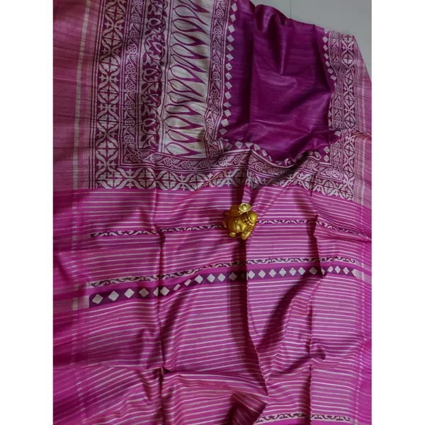 Silkmark_Tussar_Textured_Blockprint_Pink_&_Beige_Saree