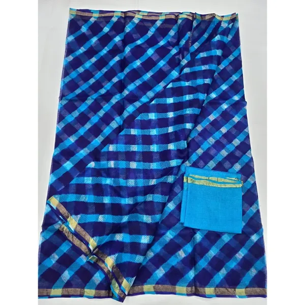 Exquisite_Pure_Silk_Kota_Doria_Blue_Saree_Handcrafted