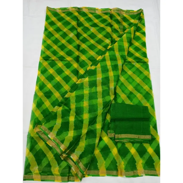 Elegant_Pure_Silk_Kota_Doria_Green_Saree_Handcrafted