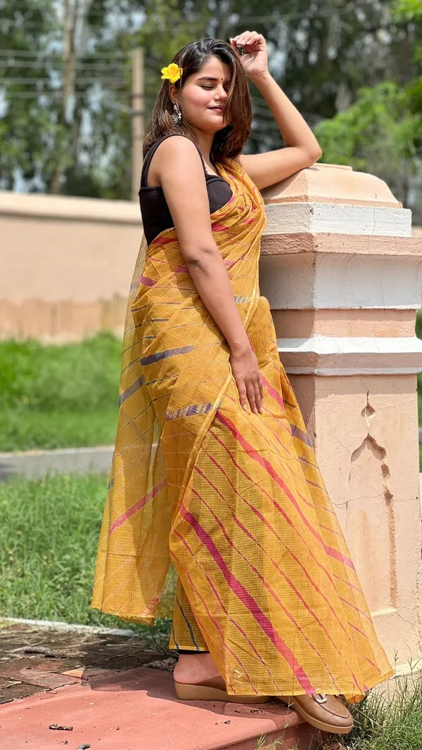 Golden_Cotton_Kota_Doria_Mustard_Saree_Handcrafted