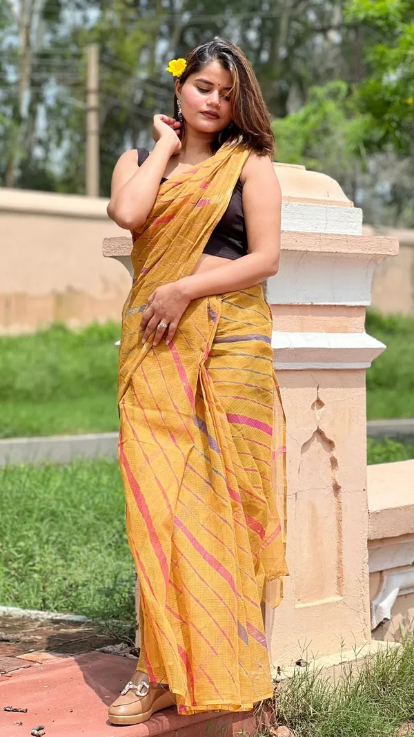 Golden_Cotton_Kota_Doria_Mustard_Saree_Handcrafted