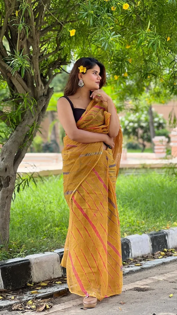 Golden_Cotton_Kota_Doria_Mustard_Saree_Handcrafted